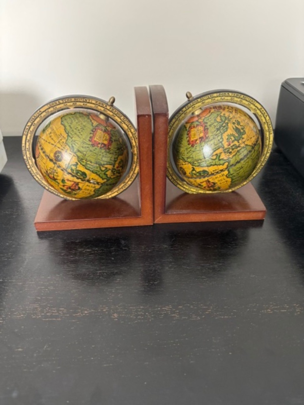 Vintage Olde World Globe Spinning Bookends